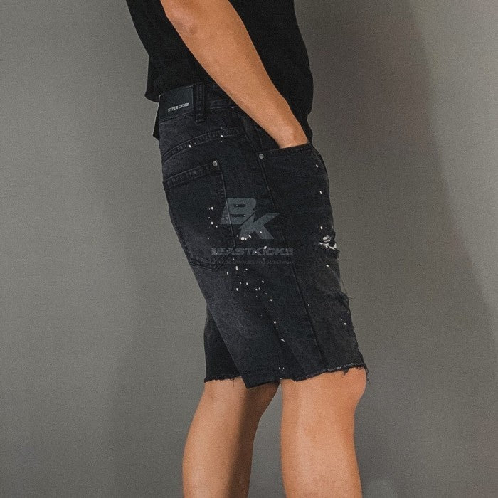 HD BLACK PATCH DENIM SHORT