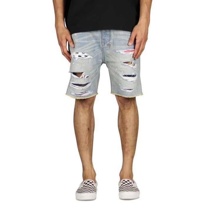 HD INDIGO PATCH DENIM SHORT BLUE