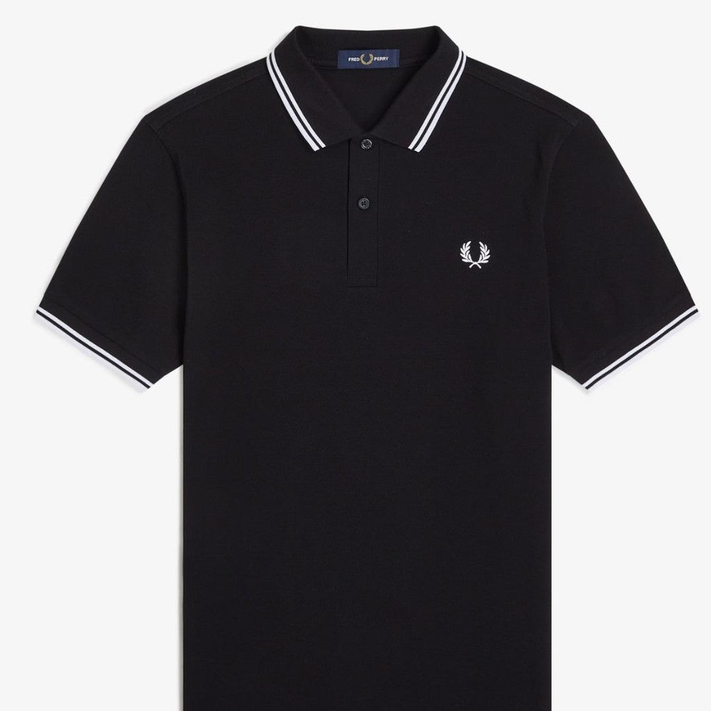 TWIN TIPPED FRED PERRY SHIRT BLACK