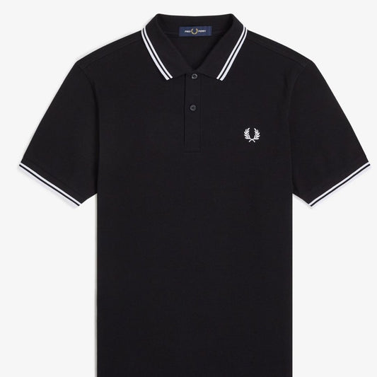 TWIN TIPPED FRED PERRY SHIRT BLACK