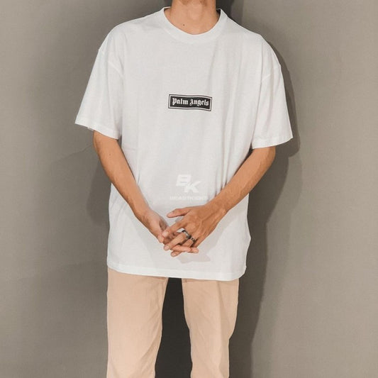 PALM ANGELS LOGO BAND PRINT TSHIRT WHITE