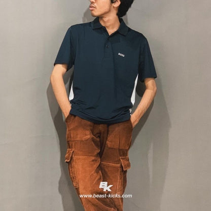 HB pauletech Black mesh white polo